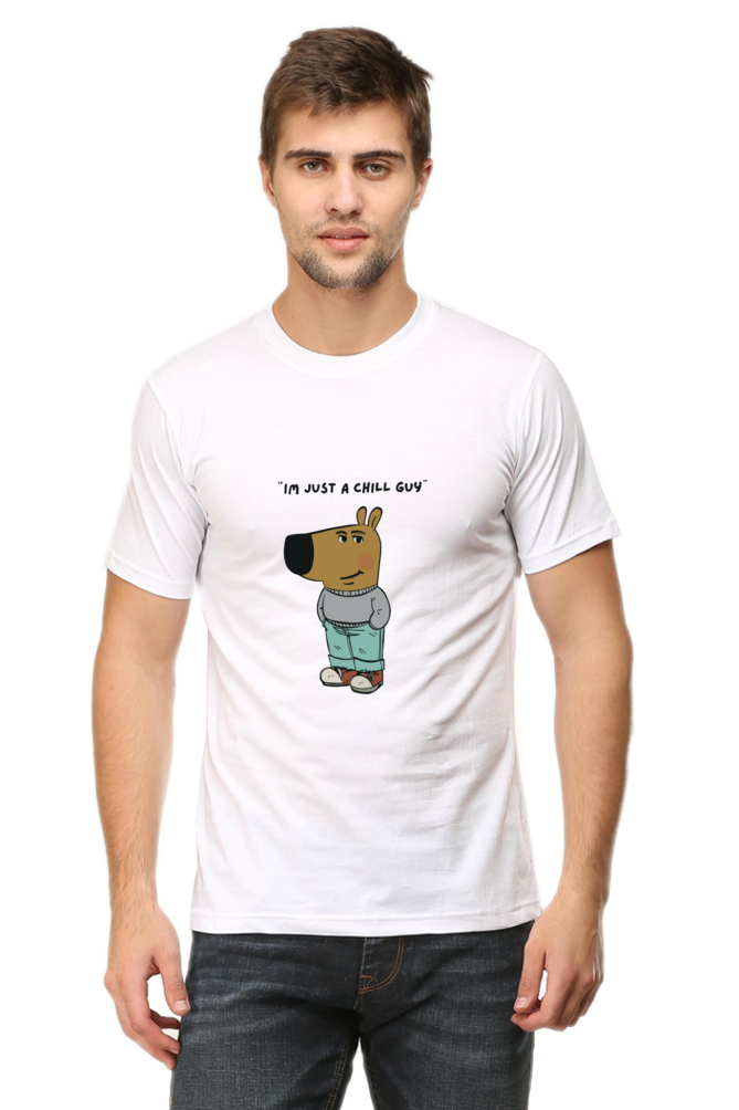 Unisex Round Neck Half Sleeve T-Shirt - "I Am Just a Chill Guy" Meme Print