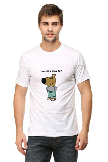 Unisex Round Neck Half Sleeve T-Shirt - "I Am Just a Chill Guy" Meme Print