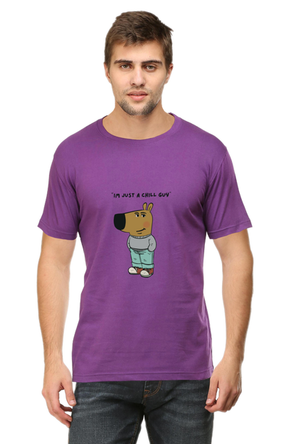 Unisex Round Neck Half Sleeve T-Shirt - "I Am Just a Chill Guy" Meme Print