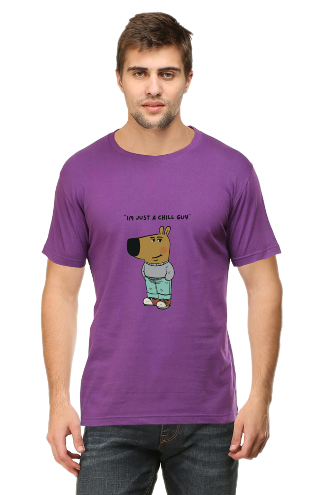 Unisex Round Neck Half Sleeve T-Shirt - "I Am Just a Chill Guy" Meme Print