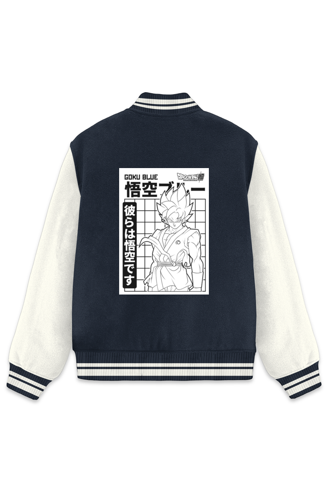 Men's Fashion Varsity Jacket Causal Goku Blue Print on Back premium quality