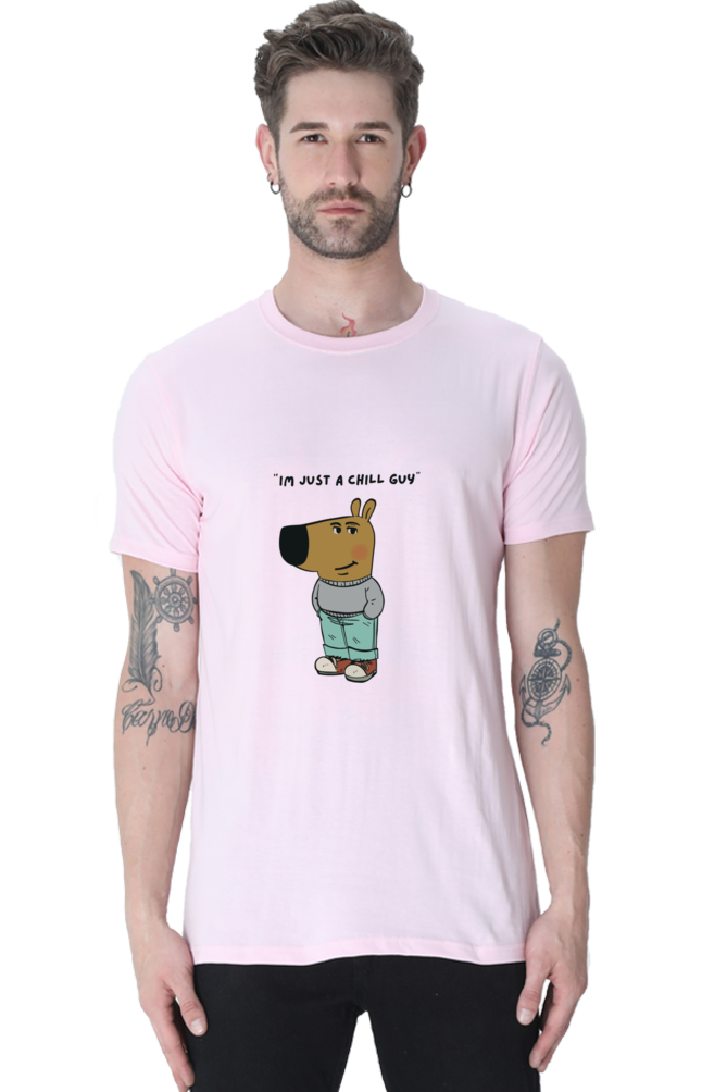 Unisex Round Neck Half Sleeve T-Shirt - "I Am Just a Chill Guy" Meme Print