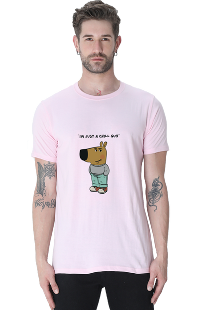 Unisex Round Neck Half Sleeve T-Shirt - "I Am Just a Chill Guy" Meme Print