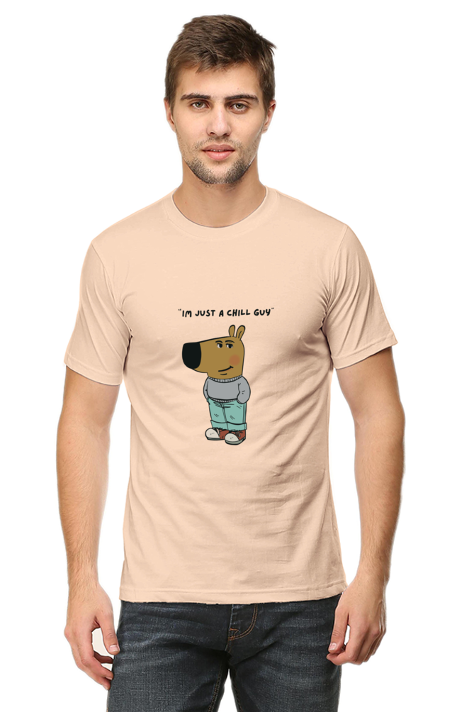 Unisex Round Neck Half Sleeve T-Shirt - "I Am Just a Chill Guy" Meme Print