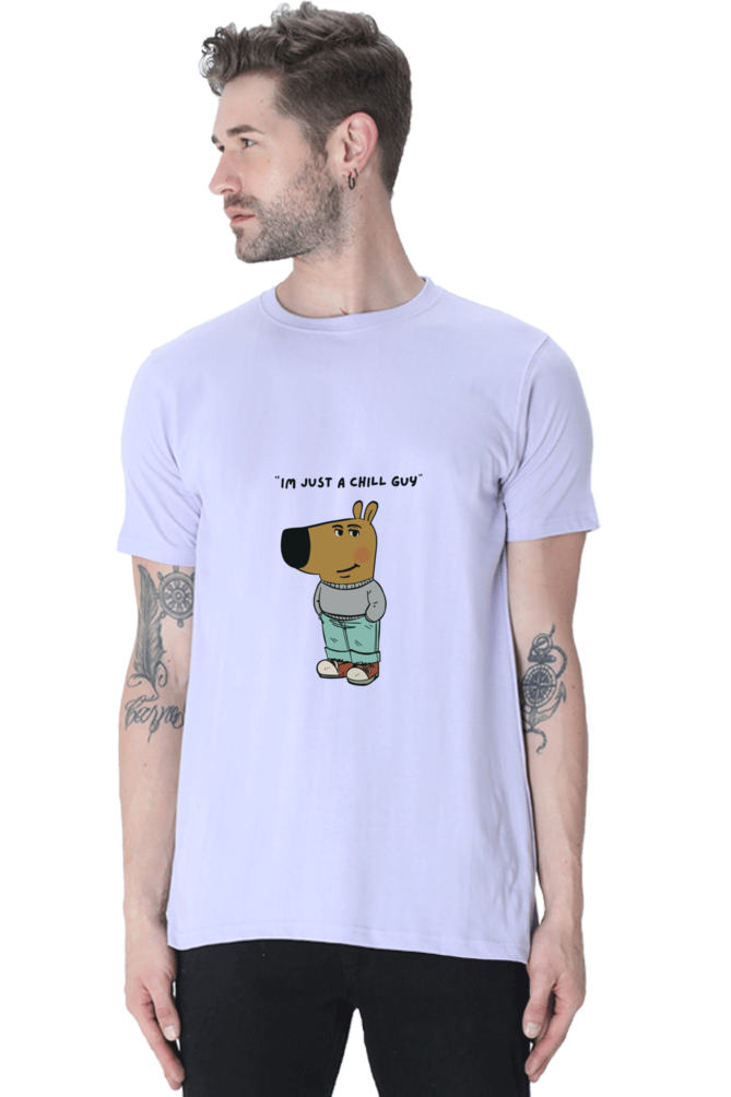 Unisex Round Neck Half Sleeve T-Shirt - "I Am Just a Chill Guy" Meme Print