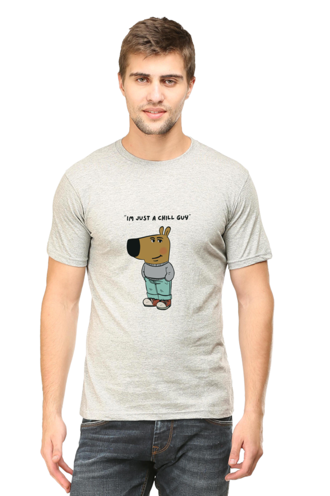 Unisex Round Neck Half Sleeve T-Shirt - "I Am Just a Chill Guy" Meme Print