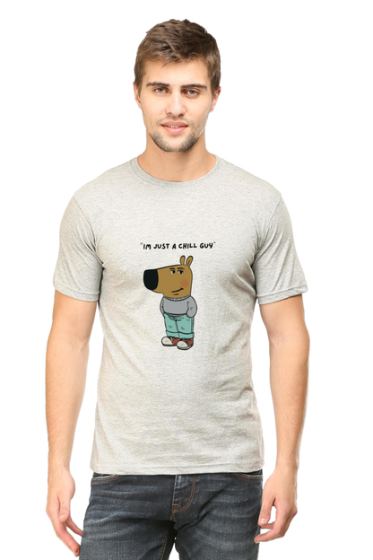 Unisex Round Neck Half Sleeve T-Shirt - "I Am Just a Chill Guy" Meme Print