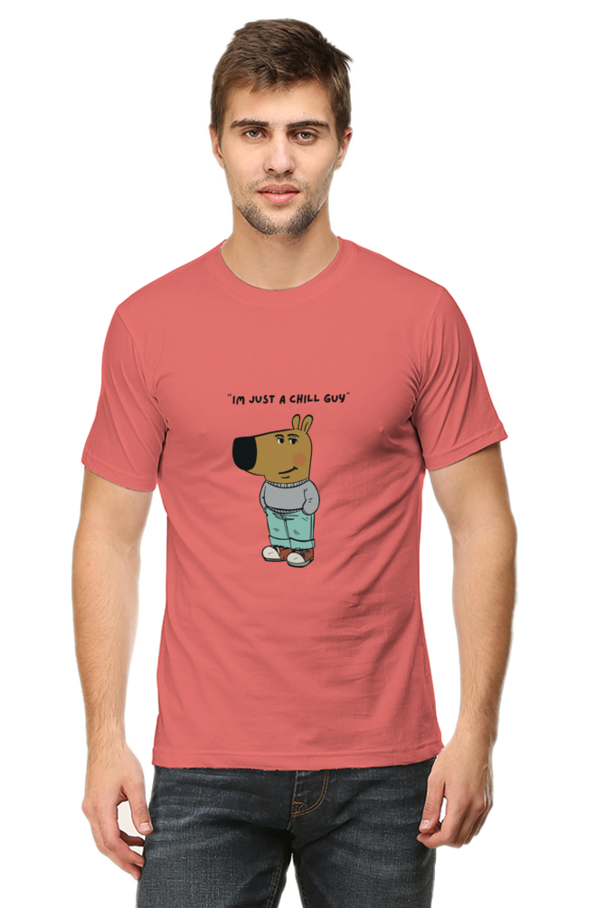 Unisex Round Neck Half Sleeve T-Shirt - "I Am Just a Chill Guy" Meme Print