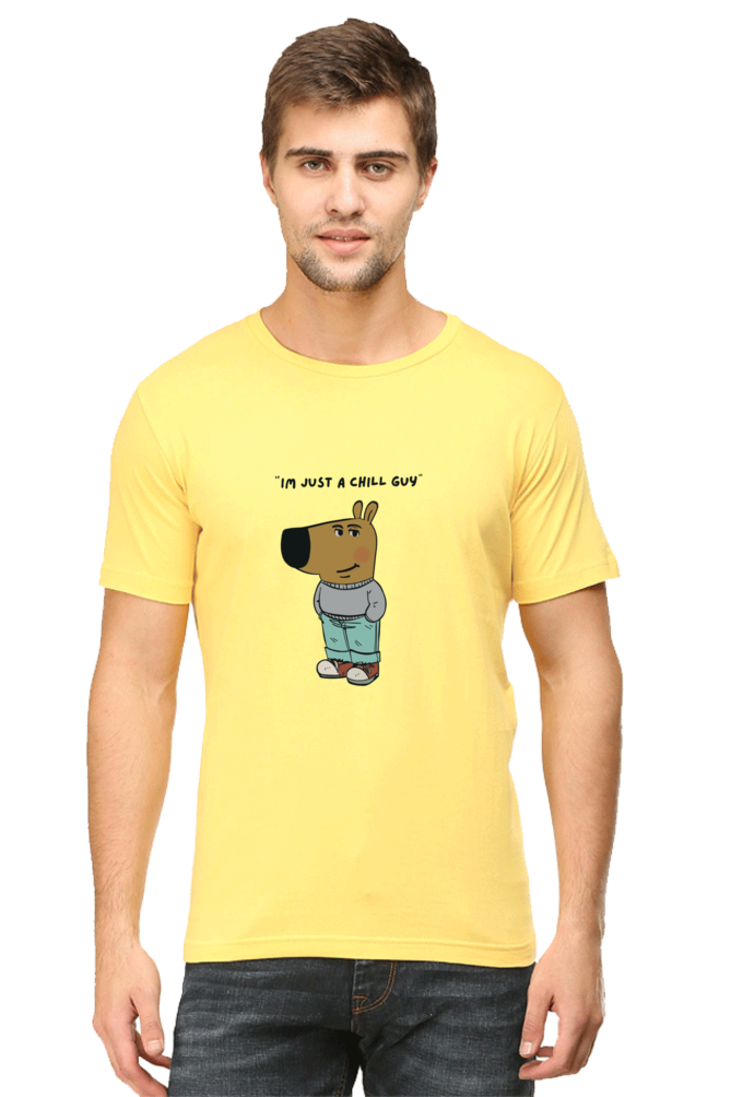 Unisex Round Neck Half Sleeve T-Shirt - "I Am Just a Chill Guy" Meme Print