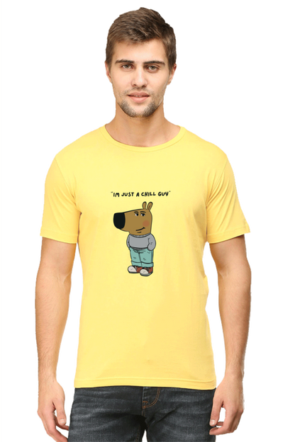 Unisex Round Neck Half Sleeve T-Shirt - "I Am Just a Chill Guy" Meme Print