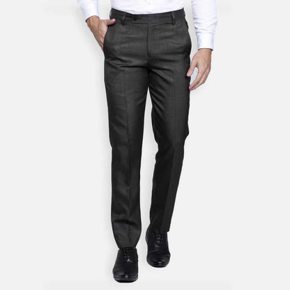 Lycra Blend Solid Regular Fit Mens Formal Trousers